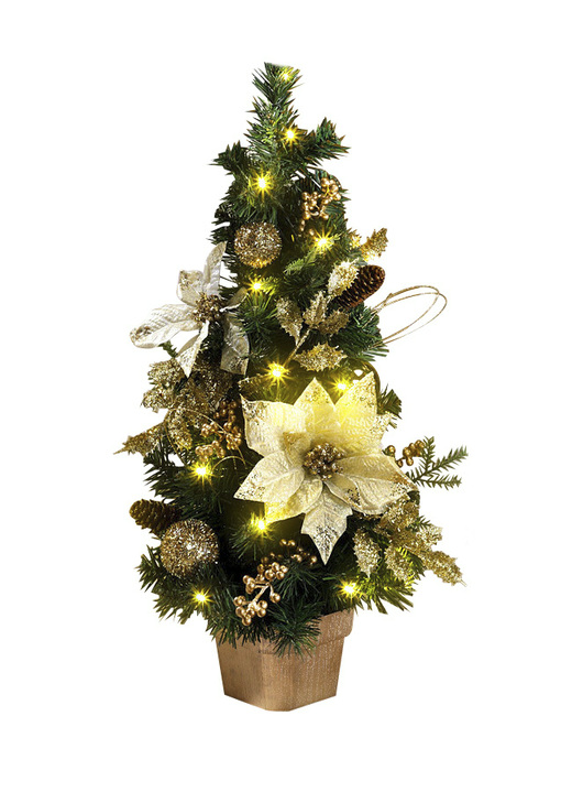 - Beleuchteter Tannenbaum aus Kunst- und Textilmaterial, in Farbe GOLD