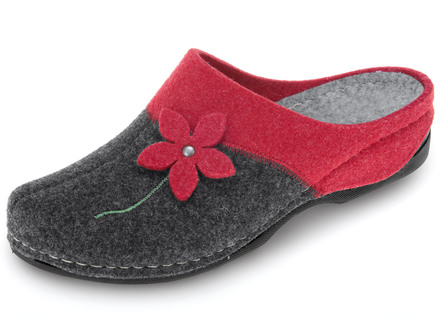 Pantoffel mit Blüten-Applikation