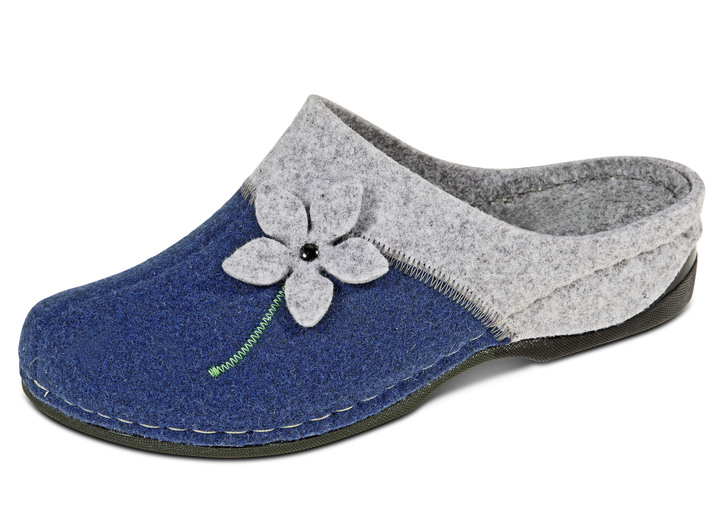 Hausschuhe - Laurina, klassische Damen-Hausschuhe, mit anatomisch geformtem Fußbett, in Größe 036 bis 042, in Farbe ROT-ANTHRAZIT Ansicht 2