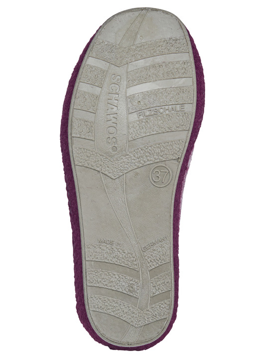 Hausschuhe - Pantoffel mit dezentem Blütendruck, in Größe 036 bis 043, in Farbe HELLGRAU-BORDEAUX Ansicht 3