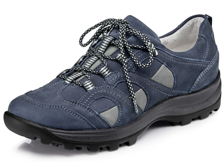 Slipper & Schnürschuhe - Waldläufer, sportliche Damen-Schnürschuhe, Weite H, mit herausnehmbarem Fußbett, in Größe 4 1/2 bis 9, in Farbe MARINE-GRAU Ansicht 1