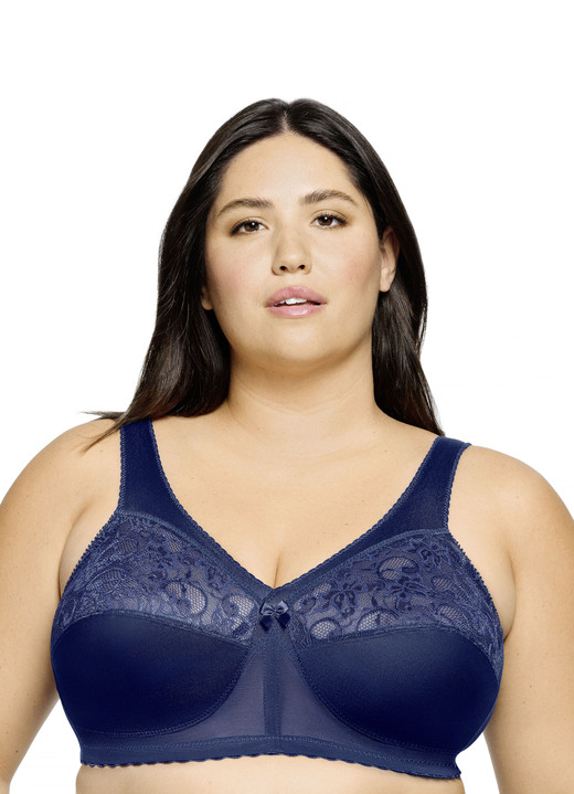 Soft-BH - Glamorise Stütz-BH mit Spitze, in Größe 080 bis 130, in Cup F, in Farbe MARINE Ansicht 1