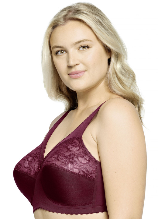 Soft-BH - Glamorise Stütz-BH mit Spitze, in Größe 080 bis 130, in Cup F, in Farbe RAUCHBLAU Ansicht 11