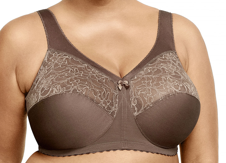 Soft-BH - Glamorise Stütz-BH mit Spitze, in Größe 080 bis 130, in Cup H, in Farbe MOCCA Ansicht 1
