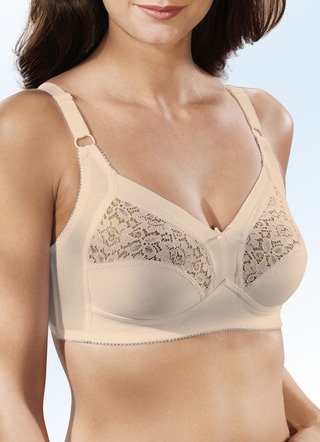 Soft-BH - Naturana Zweierpack BH mit Spitze in den Obercups, in Größe 075 bis 100, in Cup D, in Farbe 1X WEISS, 1X Puder – Farbe 1X WEISS, 1X Puder – Ansicht 