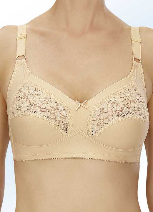 Soft-BH - Naturana Zweierpack BH mit Spitze in den Obercups, in Größe 075 bis 100, in Cup C, in Farbe 1X WEISS, 1X Puder Ansicht 2