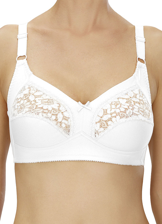Soft-BH - Naturana Zweierpack BH mit Spitze in den Obercups, in Größe 075 bis 100, in Cup C, in Farbe 1X WEISS, 1X Puder Ansicht 1