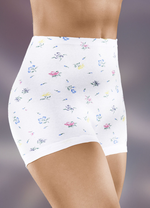 Schlüpfer - Fünferpack Schlüpfer mit auswechselbarem Gummizug Schlüpfer - Fünferpack Schlüpfer mit auswechselbarem Gummizug, in Größe 040 bis 060, in Farbe 3X WEISS-BUNT BEDRUCKT, 2X WEISS