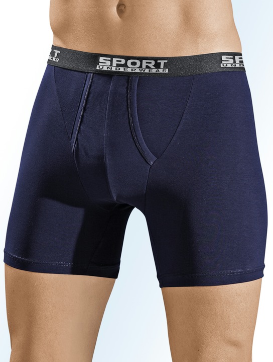 Pants & Boxershorts - Dreierpack Pants aus Feinjersey, uni bunt, in Größe 005 bis 011, in Farbe 2X MARINE, 1X BORDEAUX