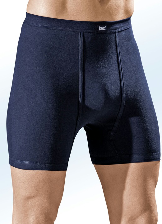 Slips & Unterhosen - Dreierpack Unterhosen aus Feinripp mit Eingriff, uni bunt, in Größe 005 bis 011, in Farbe 2X MARINE, 1X HELLGRAU