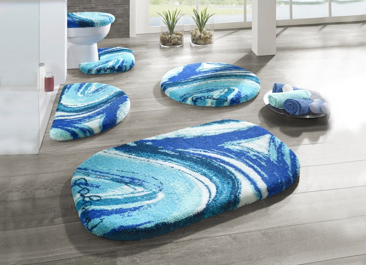 Badgarnituren - Designer-Badgarnitur in Supersoft Qualität, in Größe 100 (Vorleger halbrund, 50/ 80 cm) bis 112 (Motiv-Deckelbezug mit Kordel, 47/ 50 cm), in Farbe ROT Ansicht 2