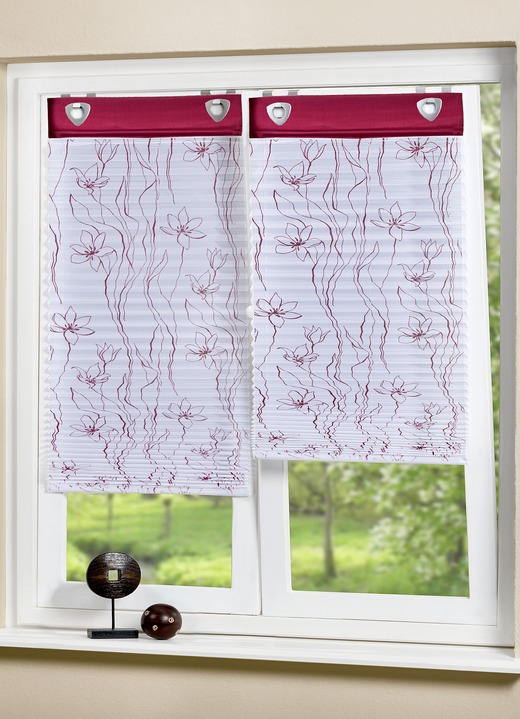 Rollos - Plissee-Rollo mit dekorativen Druckdessin, in Größe 318 (140x 60 cm) bis 324 (140x 95 cm), in Farbe WEISS-BORDEAUX