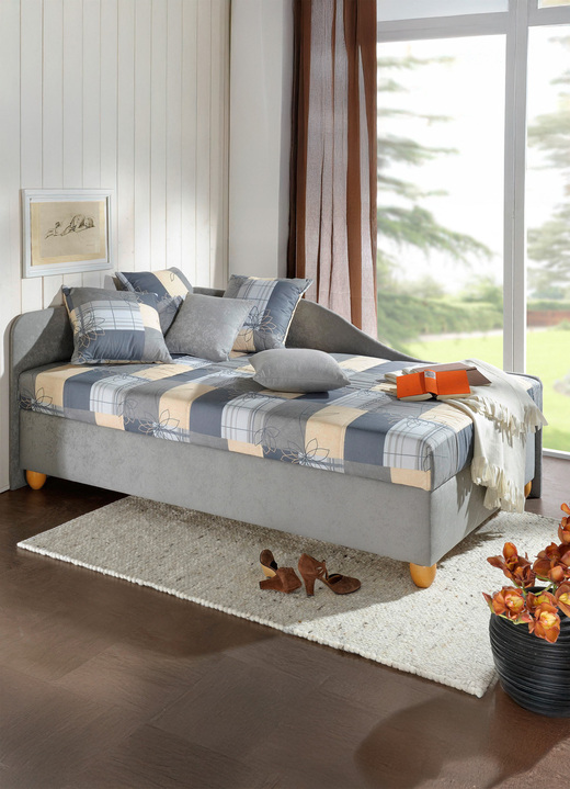 Gästebetten - Studioliege mit rechts oder links aufstellbarem Seitenteil, in Farbe TERRA-BORDEAUX, in Ausführung Studioliege ohne Kissen Ansicht 3