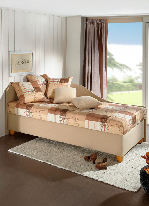 Gästebetten - Studioliege mit rechts oder links aufstellbarem Seitenteil, in Farbe BRAUN-BEIGE, in Ausführung Studioliege ohne Kissen Ansicht 1