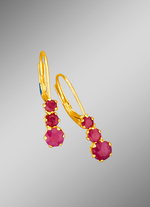 Ohrschmuck - Ohrringe mit echt Rubin, in Farbe