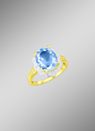 Damenring mit Blautopas und Diamanten