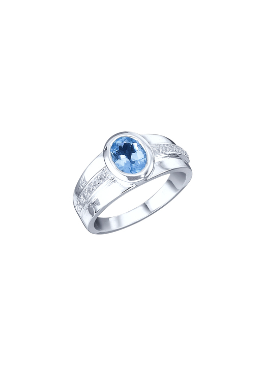 Ringe - Damenring mit Blautopas und synth. Zirkonia Ansicht 2 Ringe - Damenring mit Blautopas und synth. Zirkonia, in Größe 160 bis 220, in Farbe  Ansicht 2