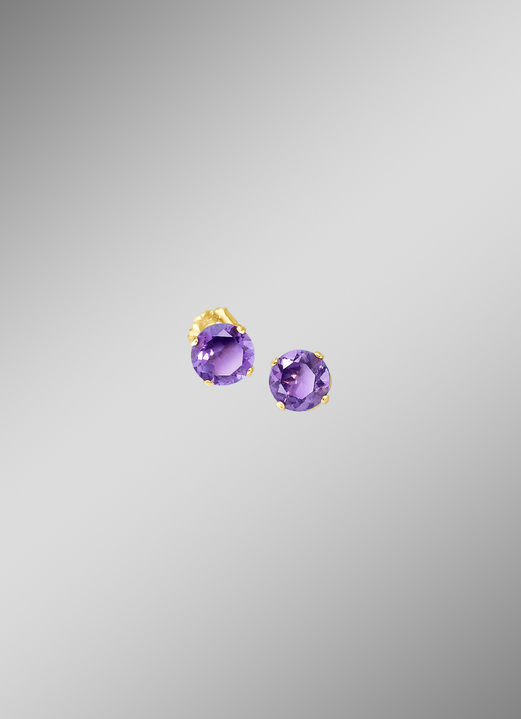 Ohrschmuck - Ohrstecker mit echt Amethyst, in Farbe  Ansicht 1
