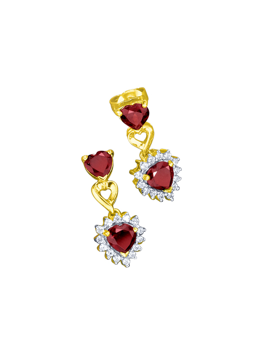 Ohrschmuck - Ohrstecker mit echt Granat und echt Weißtopas, in Farbe  Ansicht 2