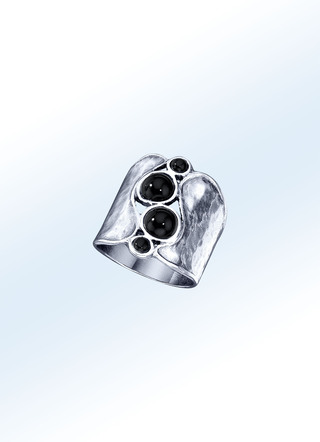 Massiver Damenring mit echt Onyx