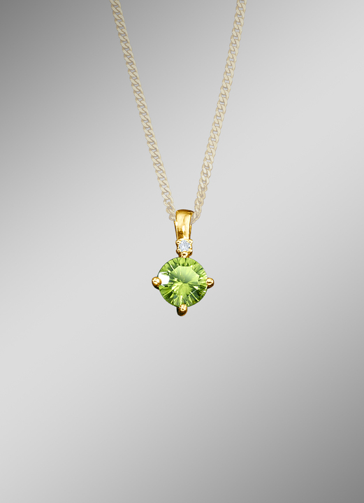 - Anhänger mit echt Peridot und Diamanten, in Farbe  Ansicht 1