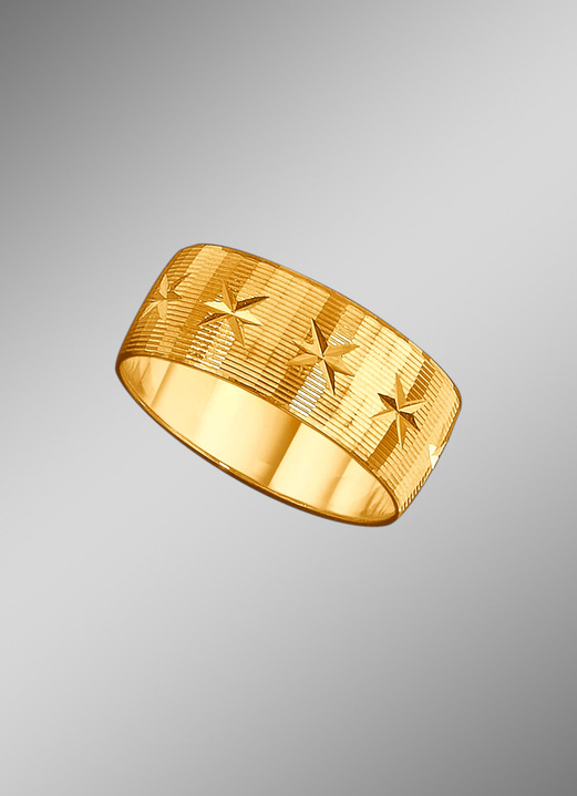 Trauringe - TraurinTrauring mit diamantierg mit diamantierten Rillen und kleinen Sternchen, in Größe 160 bis 240, in Farbe  Ansicht 3