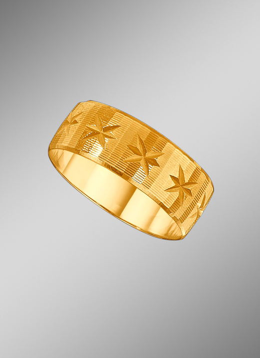 Trauringe - TraurinTrauring mit diamantierg mit diamantierten Rillen und kleinen Sternchen, in Größe 160 bis 240, in Farbe  Ansicht 2