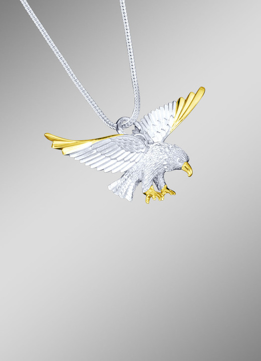 Herren-Silberschmuck - Adler-Anhänger mit Panzerkette, in Farbe  Ansicht 1