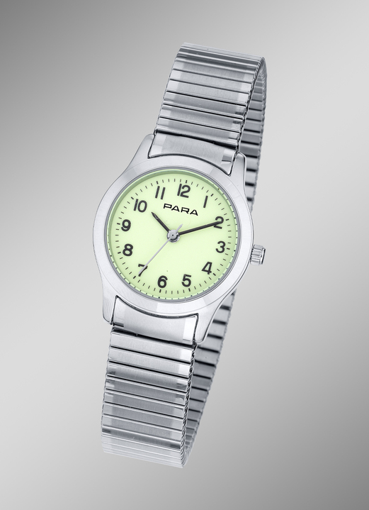 Zugband - Bei Nacht leuchtende Para-Quartz-Damenuhr Ansicht 2 Zugband - Bei Nacht leuchtende Para-Quartz-Damenuhr, in Farbe  Ansicht 2