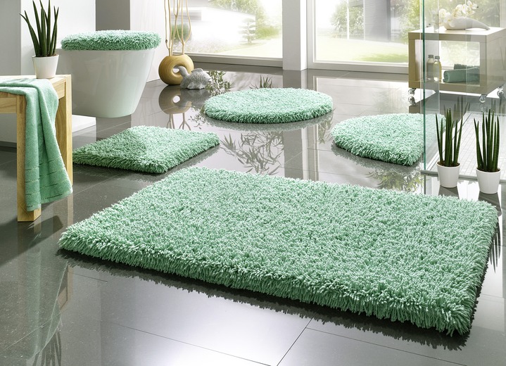 Badgarnituren - Badgarnitur, für Fußbodenheizung geeignet, in Größe 100 (Vorleger halbrund, 50/ 80 cm) bis 112 (Deckelbezug mit Kordel, 47/ 50 cm), in Farbe WEISS Ansicht 2