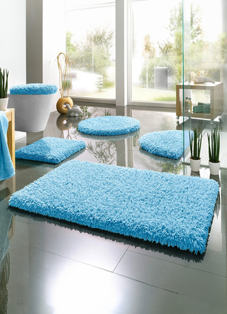 Badgarnituren - Badgarnitur, für Fußbodenheizung geeignet, in Größe 100 (Vorleger halbrund, 50/ 80 cm) bis 112 (Deckelbezug mit Kordel, 47/ 50 cm), in Farbe ANTHRAZIT