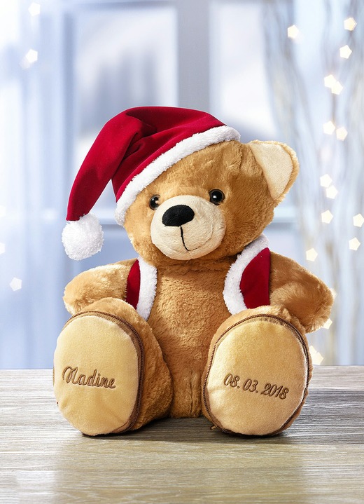 Weihnachtliche Geschenkideen - Individuell bestickbarer Weihnachtsteddybär, in Farbe BRAUN