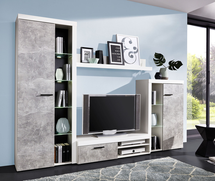 Wohnwände - Wohnwand mit LED-Beleuchtung, in Farbe EICHE SONOMA Ansicht 2