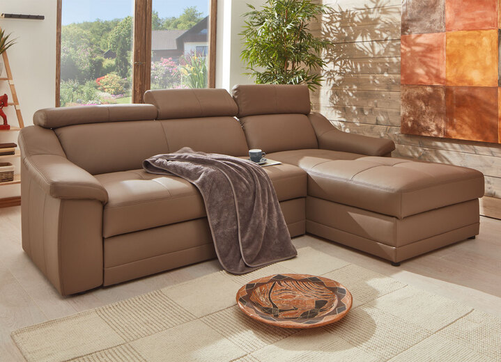 Polsterecken - Polsterecke mit Kopfteilverstellung, in Farbe CAPPUCCINO, in Ausführung Polsterecke mit Funktion, LEDER Ansicht 1