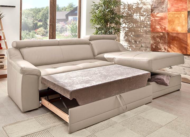 Polsterecken - Frei im Raum aufstellbare Polsterecke mit Kopfteilverstellung, in Farbe CREME, in Ausführung mit Bettfunktion Ansicht 3