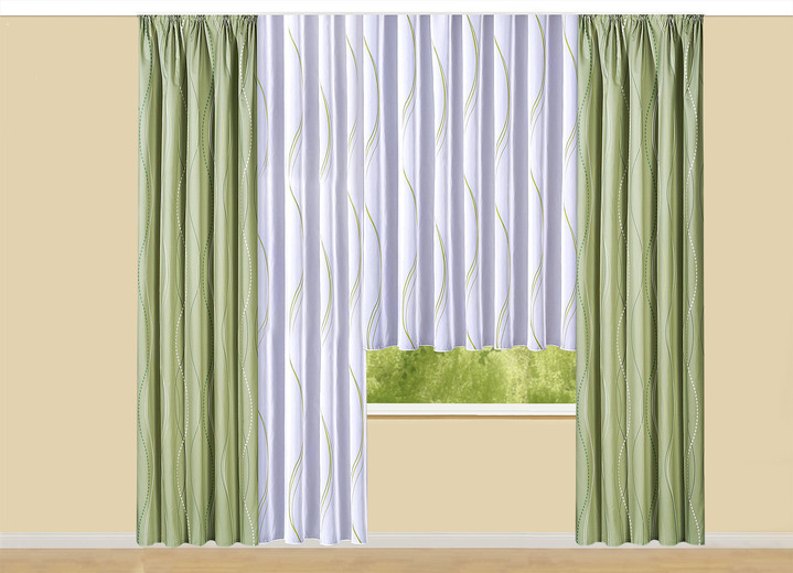 Modern - Übergardine mit Wellen-Dessin und Universalschienenband, in Größe 364 (Dekoschal, 150x132 cm) bis 456 (Dekoschal, 245x132 cm), in Farbe BEIGE Ansicht 4