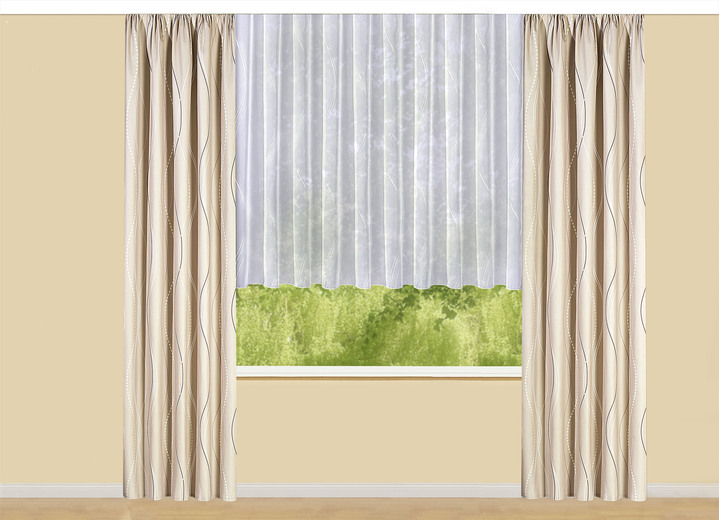 Modern - Übergardine mit Wellen-Dessin und Universalschienenband, in Größe 364 (Dekoschal, 150x132 cm) bis 456 (Dekoschal, 245x132 cm), in Farbe BEIGE Ansicht 2