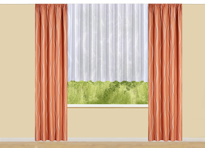 Modern - Übergardine mit Wellen-Dessin und Universalschienenband, in Größe 364 (Dekoschal, 150x132 cm) bis 456 (Dekoschal, 245x132 cm), in Farbe BEIGE Ansicht 6