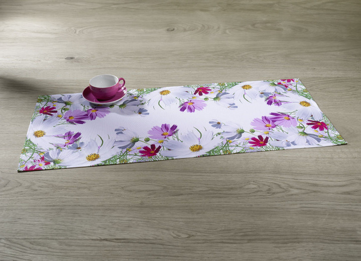 Tischdecken - Frühlingshafte Tisch- und Raumdekoration mit Blüten-Motiv, in Größe 130 (Deckchen, 35/ 50 cm) bis 404 (Kissenhülle, 40/ 40 cm), in Farbe WEISS/BUNT Ansicht 1
