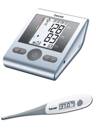 "beurer" Oberarm-Blutdruckmessgerät BM 23 mit Fieberthermometer FT 15/1