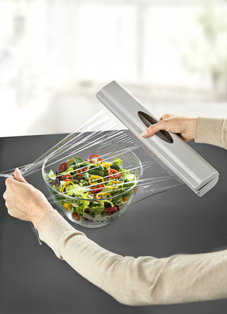 Haushaltshelfer - Folienspender mit Federmechanismus, in Farbe GRAU, in Ausführung Folienspender – Farbe GRAU – Ansicht 