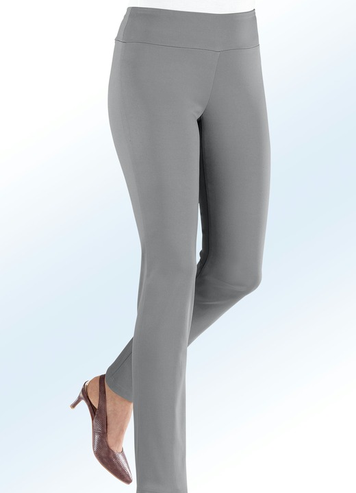 Damenmode - Soft-Stretch-Hose in 12 Farben, in Größe 017 bis 052, in Farbe MITTELGRAU Ansicht 1