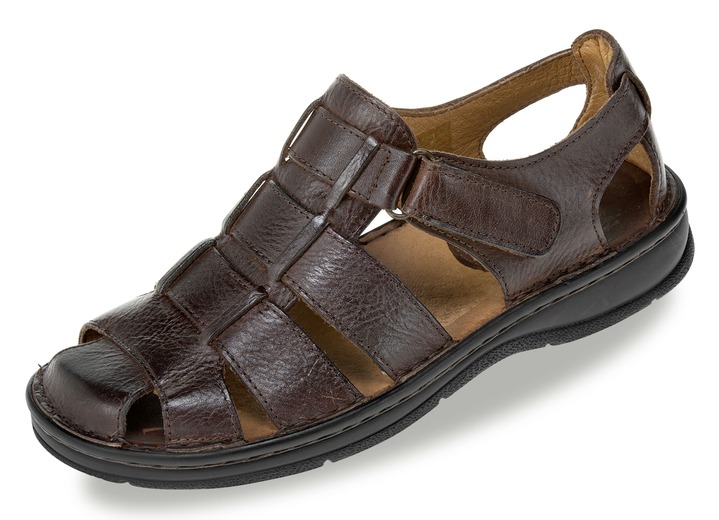 Sandalen & Pantoletten - Gemini, klassische Herren-Sandalen, mit Klettverschluss, in Größe 039 bis 046, in Farbe KASTANIE Ansicht 1