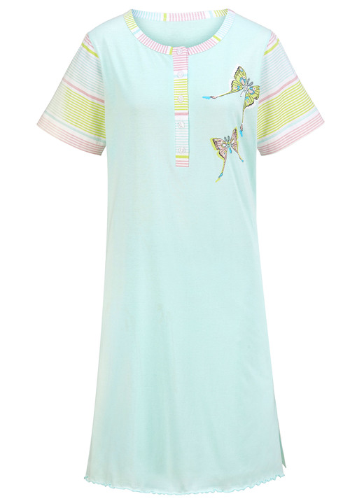 Kurzarm - Zweierpack Nachthemden, Kurzarm mit Knopfleiste, in Größe 036 bis 052, in Farbe 1X MINT, 1X ZARTROSA Ansicht 2