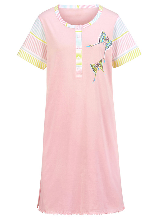 Kurzarm - Zweierpack Nachthemden, Kurzarm mit Knopfleiste, in Größe 036 bis 052, in Farbe 1X MINT, 1X ZARTROSA Ansicht 4