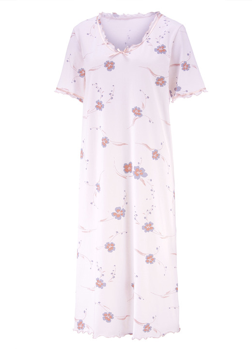 Kurzarm - Nachthemd, Kurzarm mit V-Ausschnitt, in Größe 038 bis 060, in Farbe ZARTFLIEDER-BUNT Ansicht 4