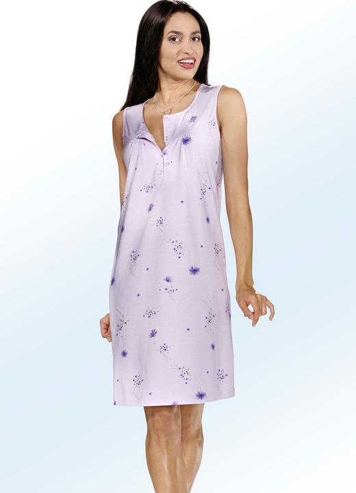 Kurzarm - Zweierpack Nachthemden mit breiten Trägern und Knopfleiste Ansicht 5 Kurzarm - Zweierpack Nachthemden mit breiten Trägern und Knopfleiste, in Größe 038 bis 056, in Farbe 1X PASTELLGRÜN-BUNT, 1X BLEU-BUNT Ansicht 5