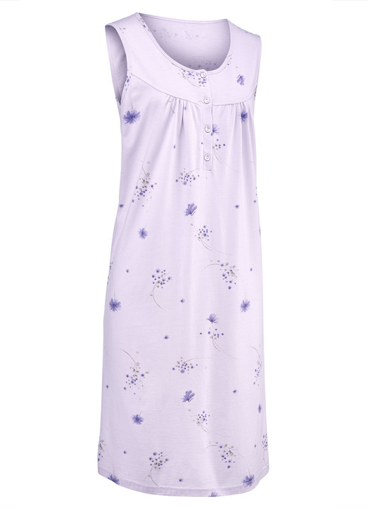 Kurzarm - Zweierpack Nachthemden mit breiten Trägern und Knopfleiste Ansicht 6 Kurzarm - Zweierpack Nachthemden mit breiten Trägern und Knopfleiste, in Größe 038 bis 056, in Farbe 1X PASTELLGRÜN-BUNT, 1X BLEU-BUNT Ansicht 6