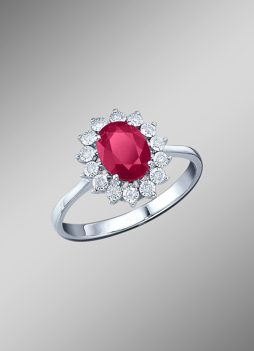 Ringe - Majestätischer Damenring mit Diamanten und echt Rubin, in Größe 160 bis 220, in Farbe