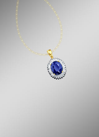 Anhänger mit echten Diamanten und echt blauem Safir